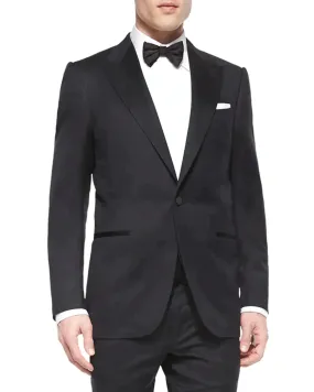 $3,995 ERMENEGILDO ZEGNA - PEAK LAPEL Black Wool Tuxedo- 42R
