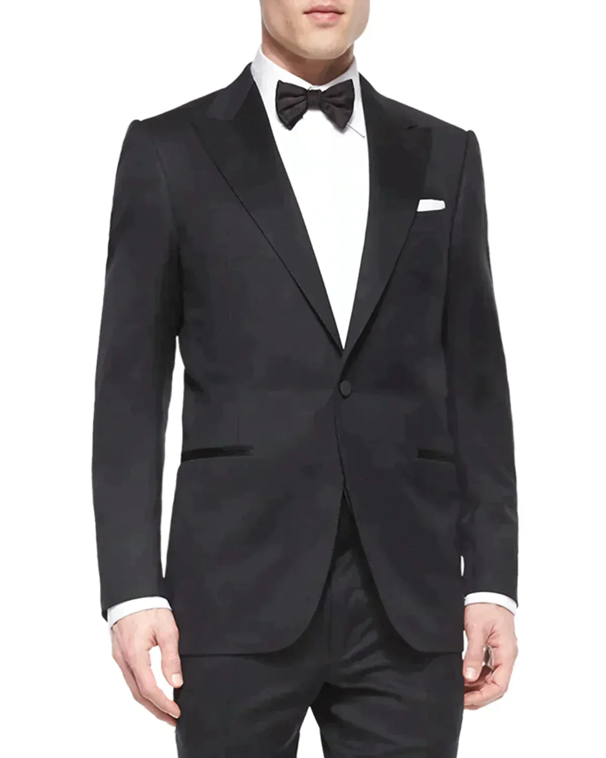 $3,995 ERMENEGILDO ZEGNA - PEAK LAPEL Black Wool Tuxedo- 42R