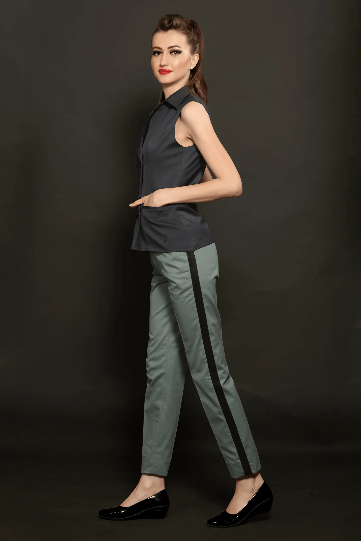 Black Long Collared Waistcoat