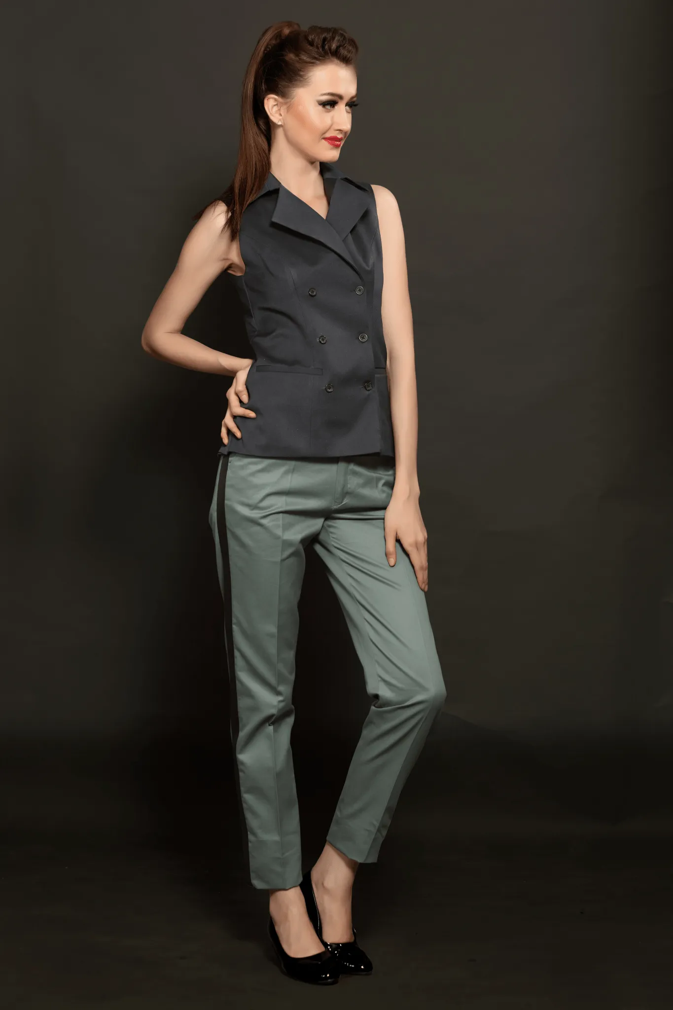 Black Long Collared Waistcoat