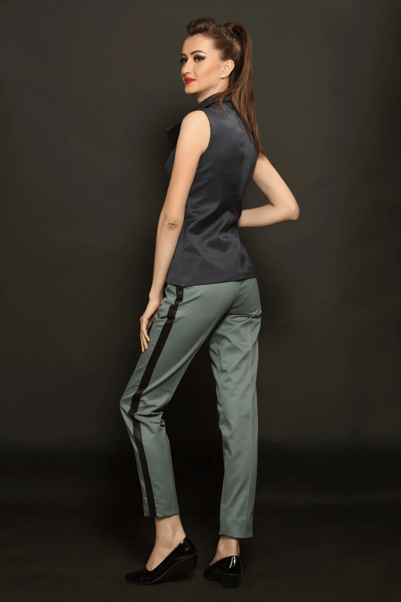 Black Long Collared Waistcoat