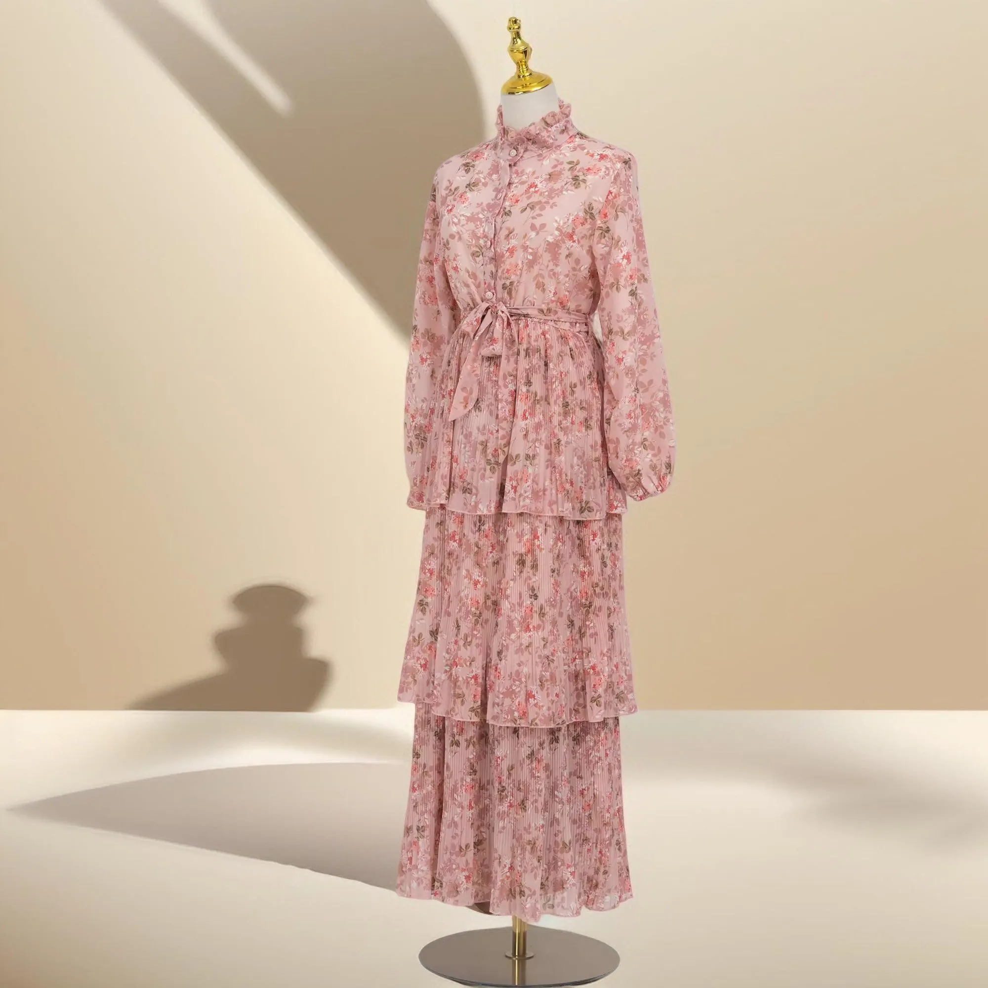 Breezy Blooms Pink Chiffon Dress