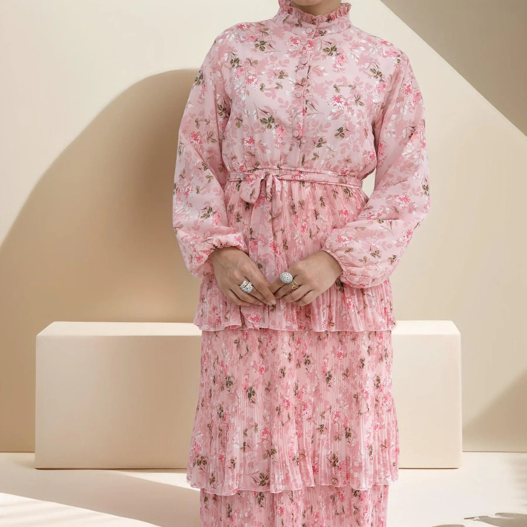 Breezy Blooms Pink Chiffon Dress