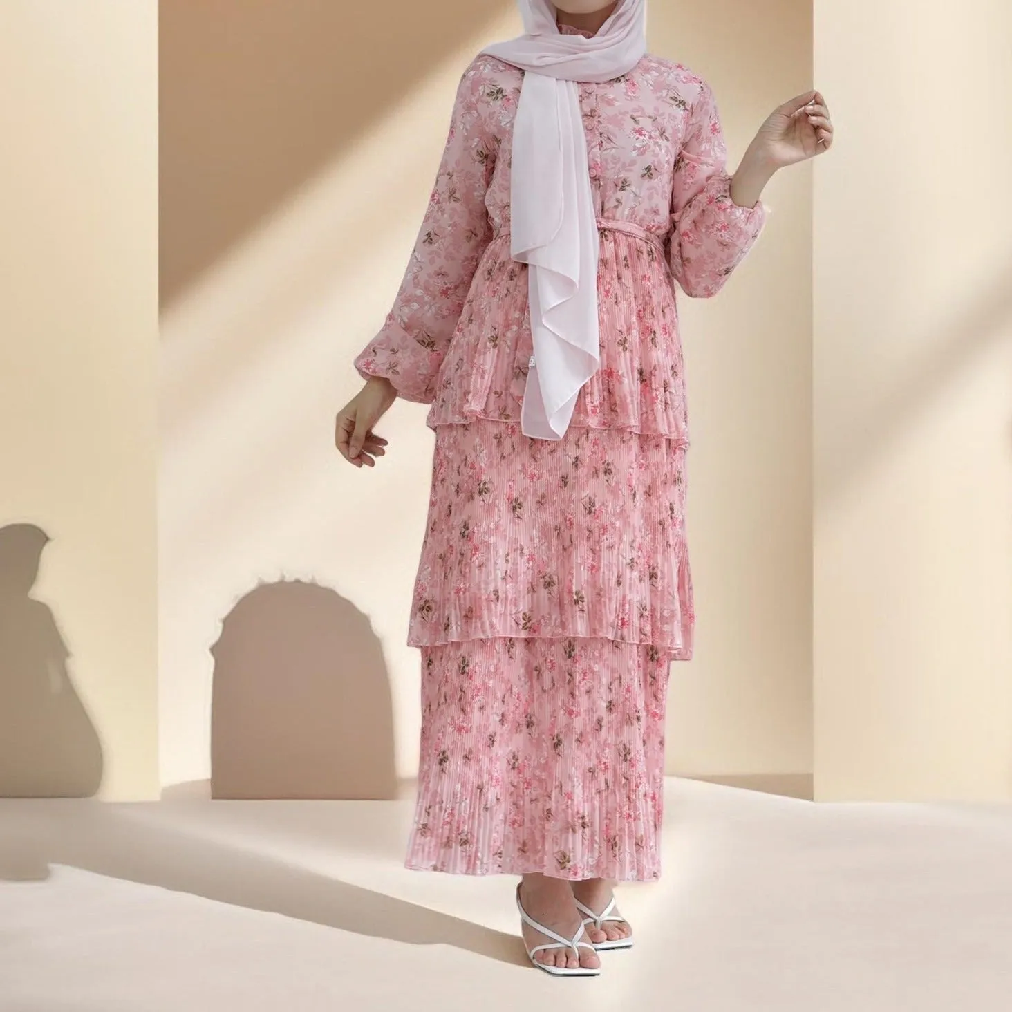 Breezy Blooms Pink Chiffon Dress