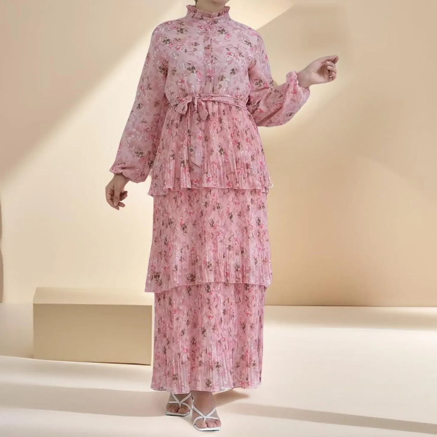 Breezy Blooms Pink Chiffon Dress