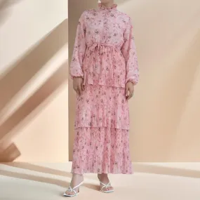 Breezy Blooms Pink Chiffon Dress
