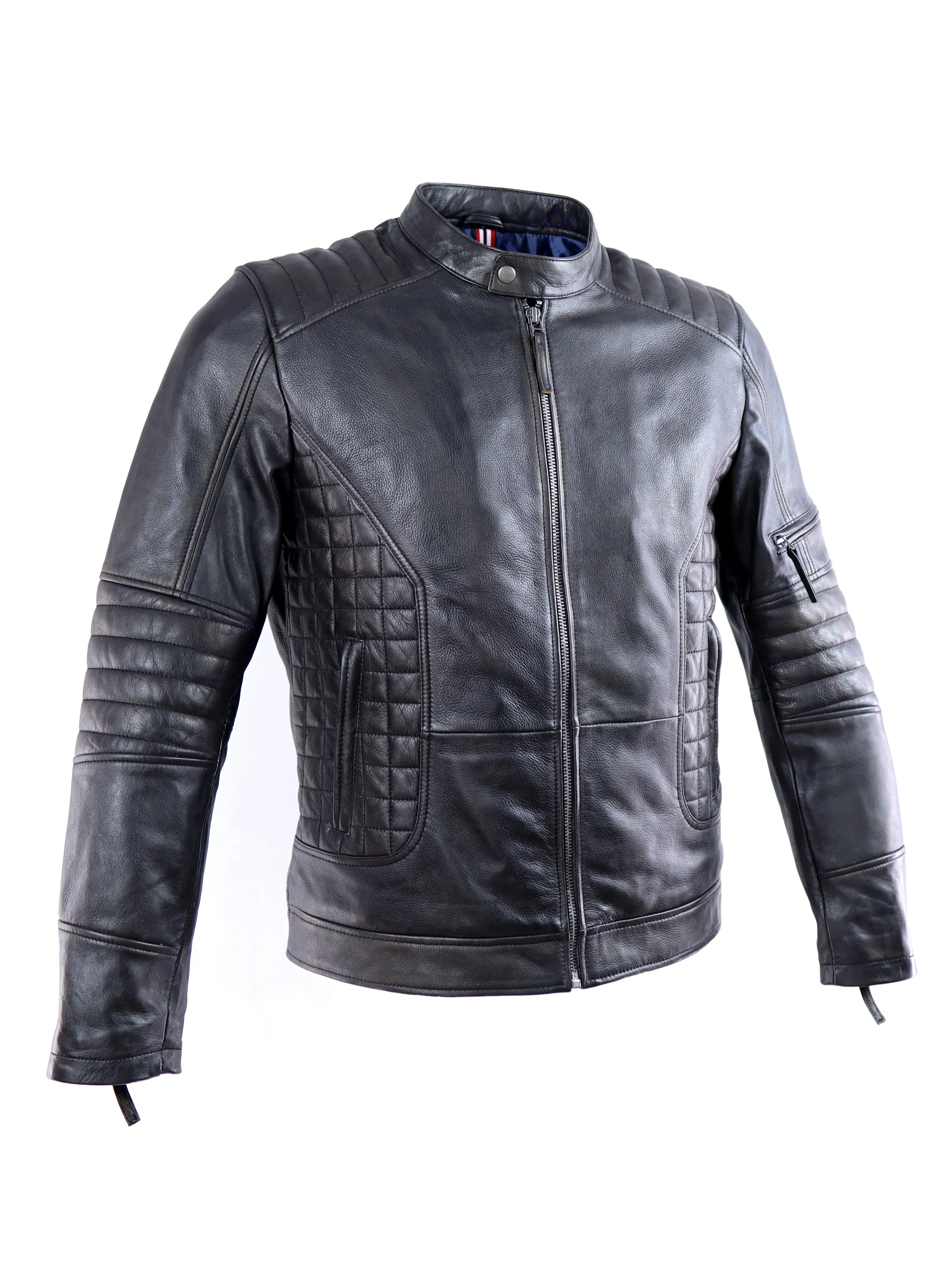 Cafe Racer Leather Jacket - Black