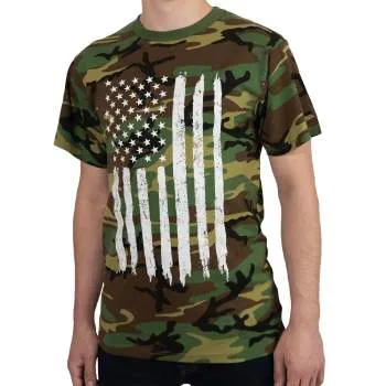 Camo US Flag T-Shirt - Black Camo