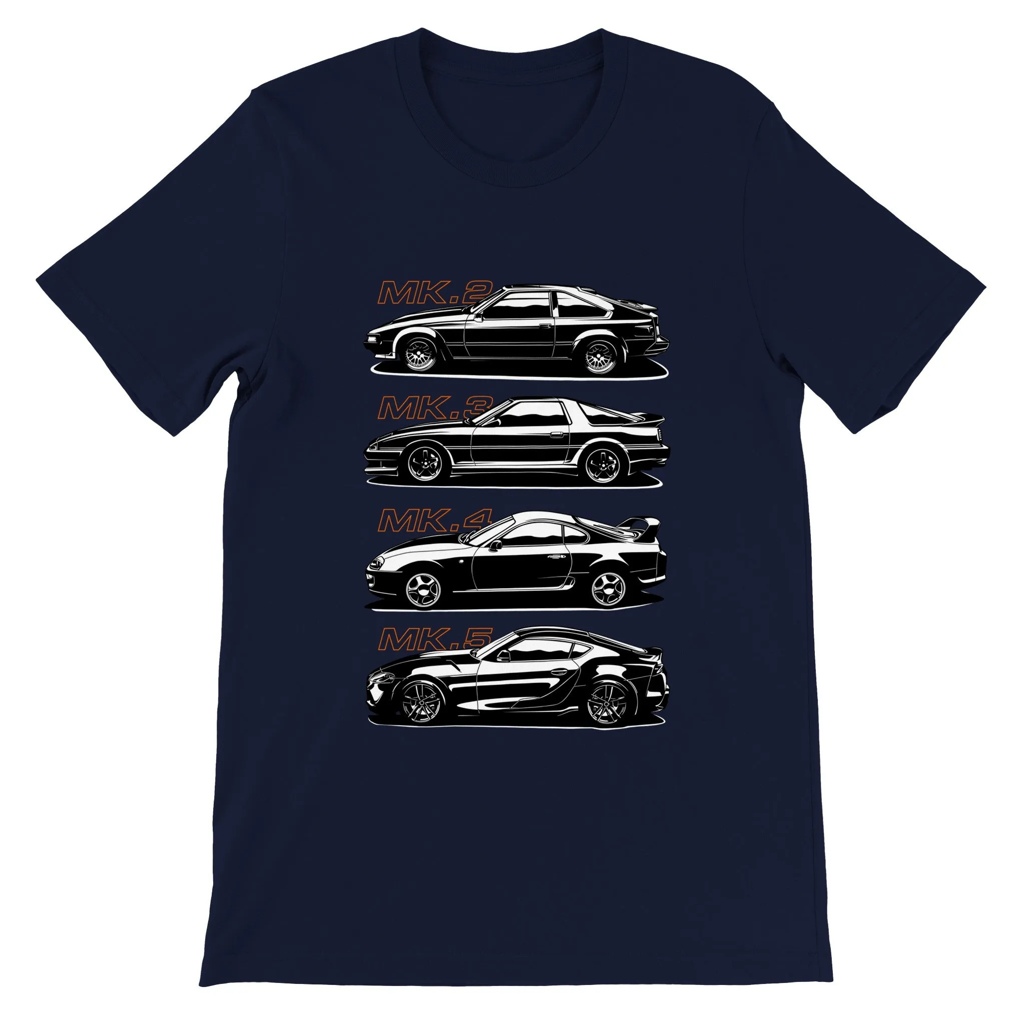 Car T-shirt - The History of Supra Artwork - Premium Unisex T-shirt