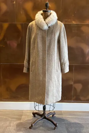 Cream Lama with Fox Collar Coat