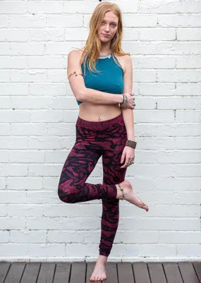 Crimson Red Ripple Tie Dye Leggings