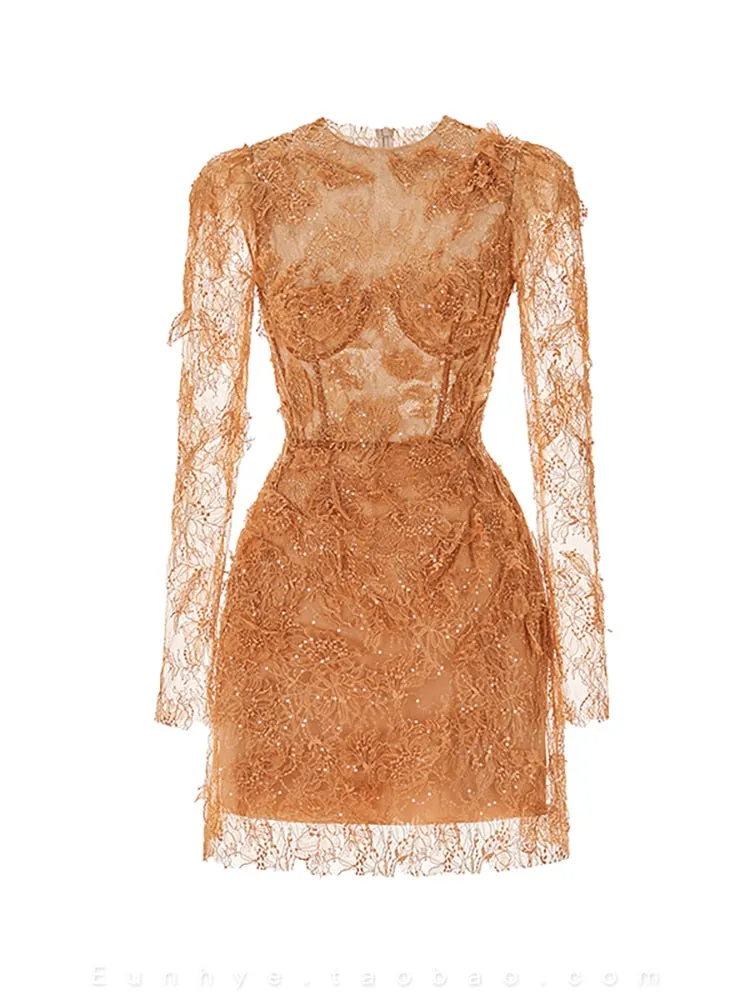 Crochet Lace Embroidery Women's Cocktail & Party Dresses