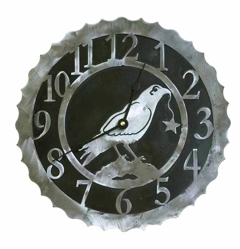 Crow 12" Round Metal Wall Clock