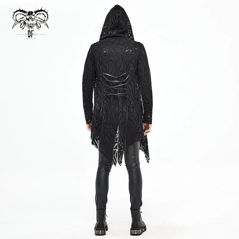 CT168 Darkness holes hooded men coat
