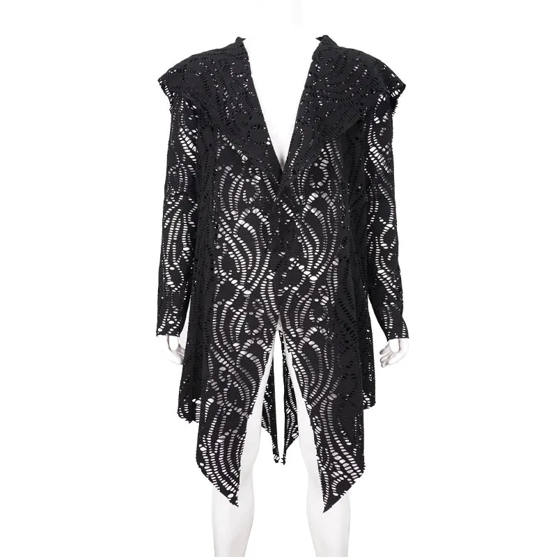 CT168 Darkness holes hooded men coat