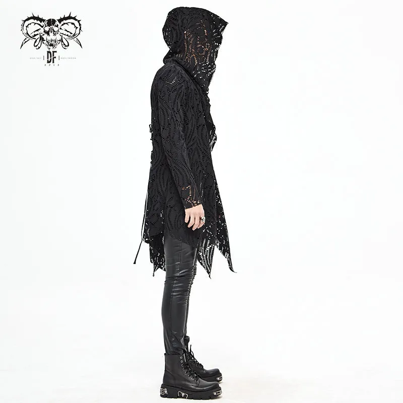 CT168 Darkness holes hooded men coat