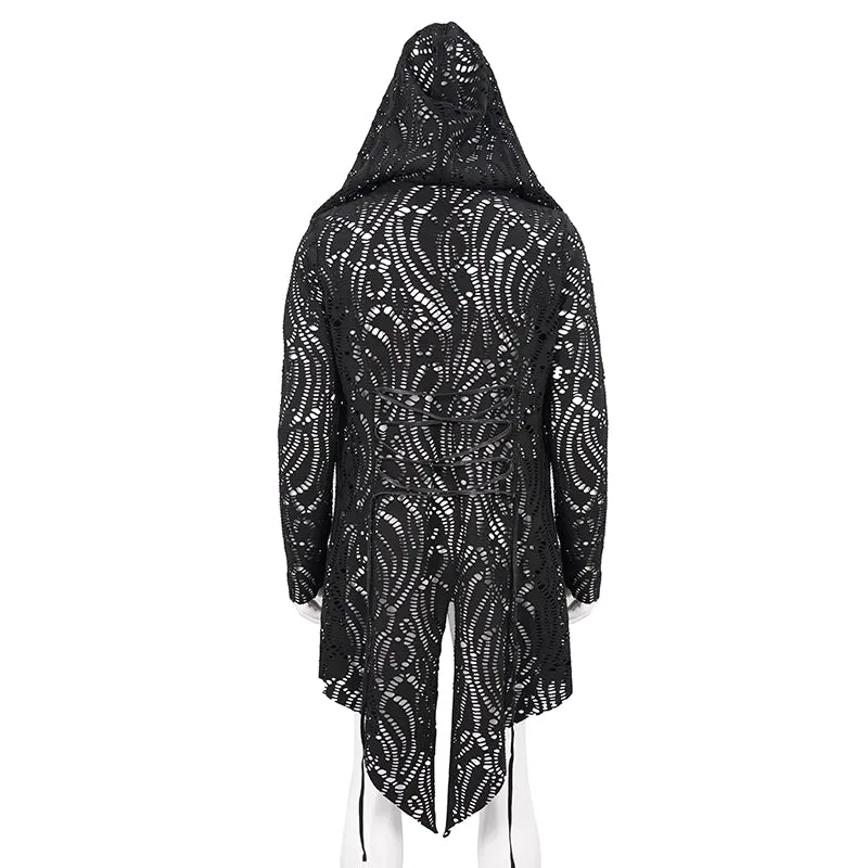 CT168 Darkness holes hooded men coat