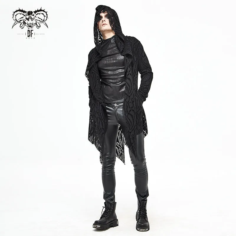 CT168 Darkness holes hooded men coat