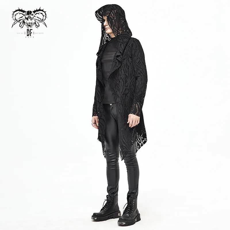 CT168 Darkness holes hooded men coat