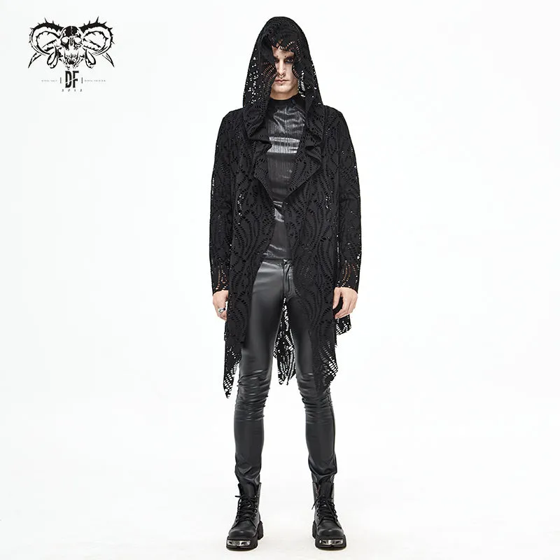 CT168 Darkness holes hooded men coat
