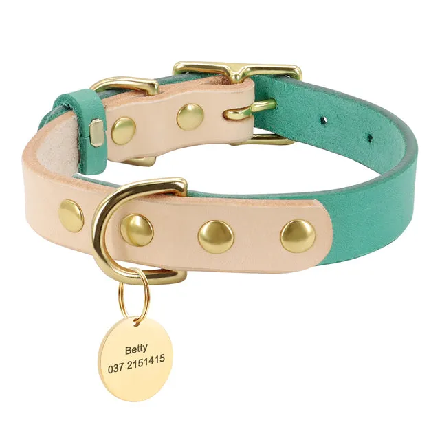 Custom Dog Cat Collar Personalized Leather