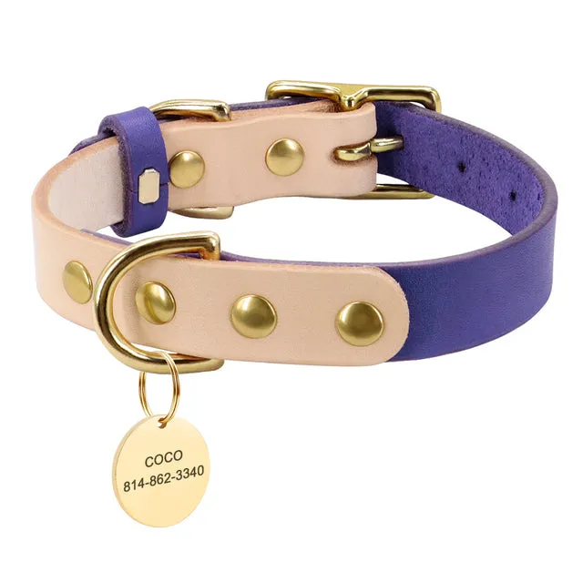 Custom Dog Cat Collar Personalized Leather