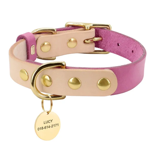 Custom Dog Cat Collar Personalized Leather