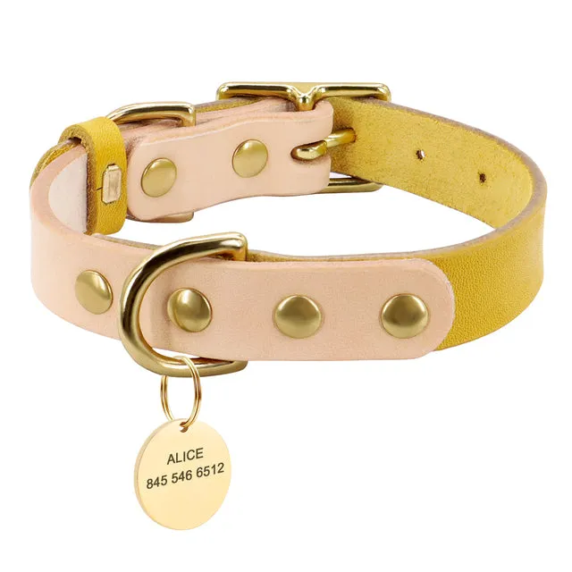 Custom Dog Cat Collar Personalized Leather