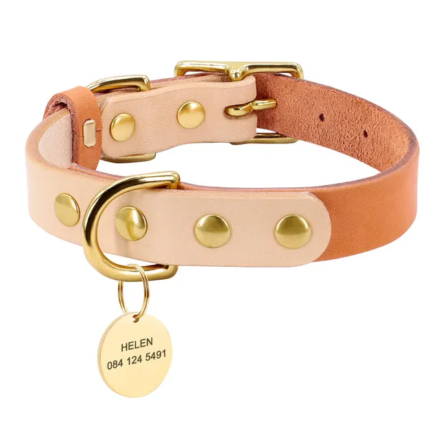 Custom Dog Cat Collar Personalized Leather