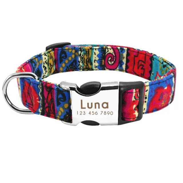 Custom Dog Collar Personalized Nylon Tag Collar
