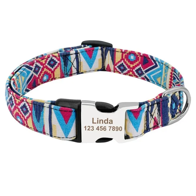 Custom Dog Collar Personalized Nylon Tag Collar