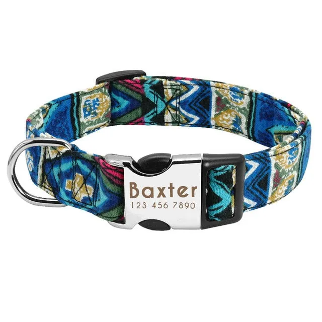 Custom Dog Collar Personalized Nylon Tag Collar