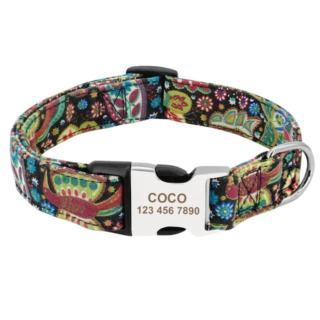 Custom Dog Collar Personalized Nylon Tag Collar