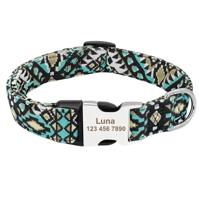 Custom Dog Collar Personalized Nylon Tag Collar