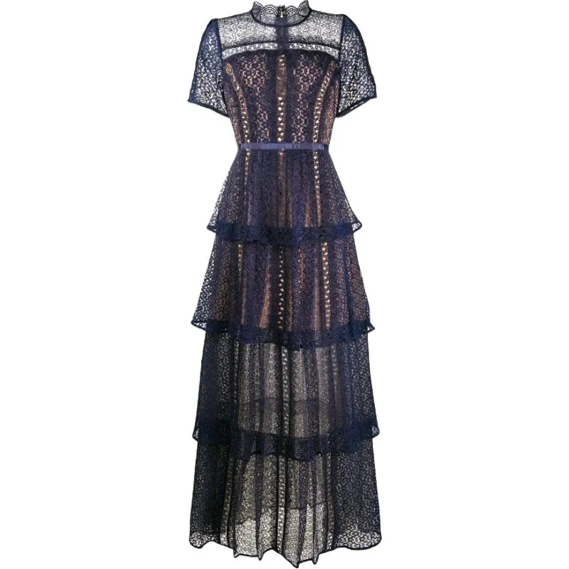 Exquisite Wedding Cake Lace Maxi Dress