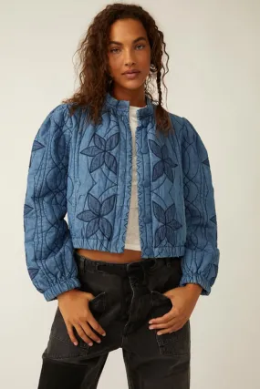 Free People Quinn Quilted Jacket - Indigo Combo