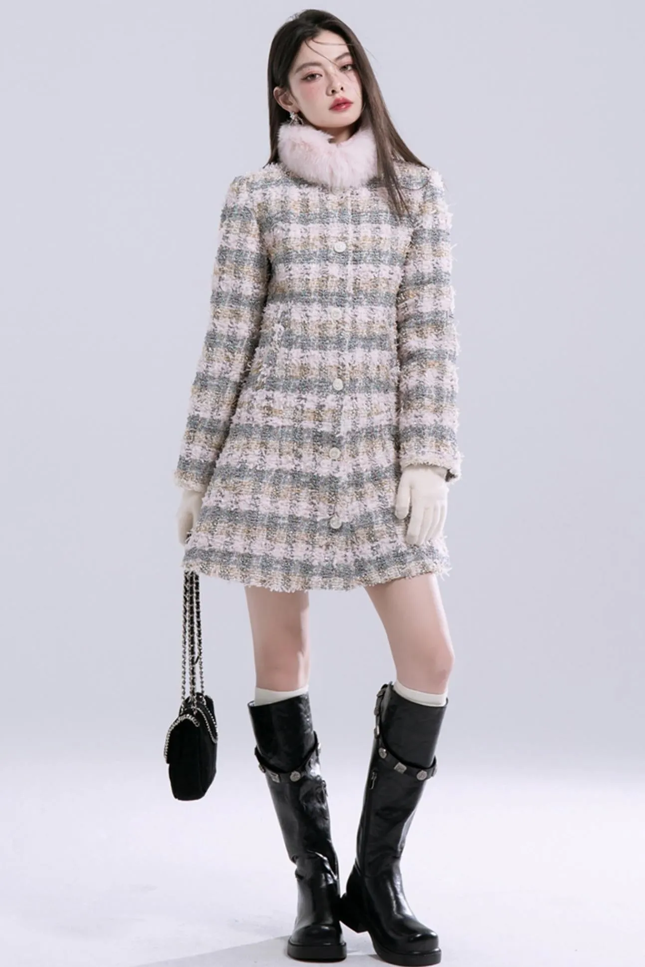 Fur Collar Coat Dress