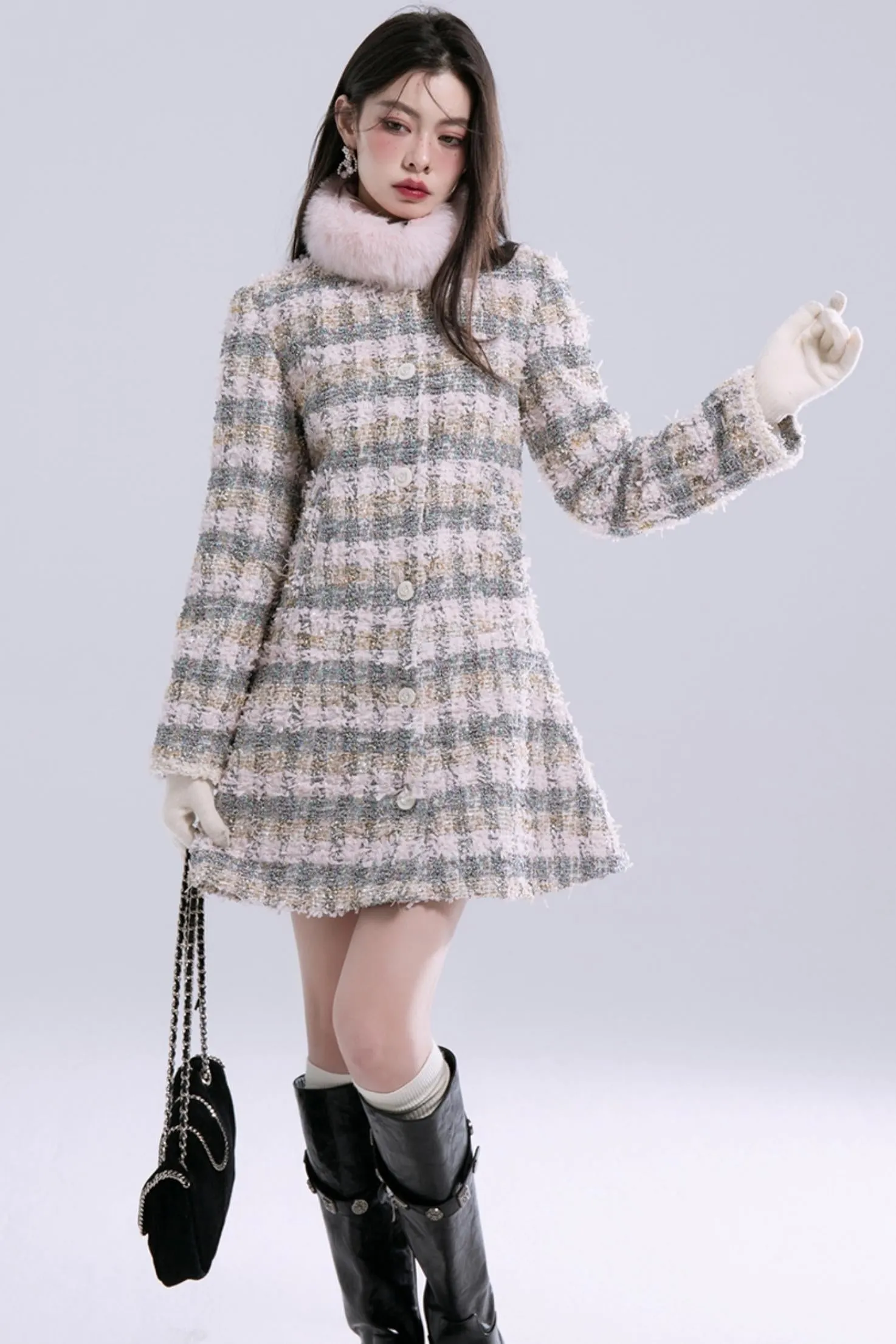 Fur Collar Coat Dress
