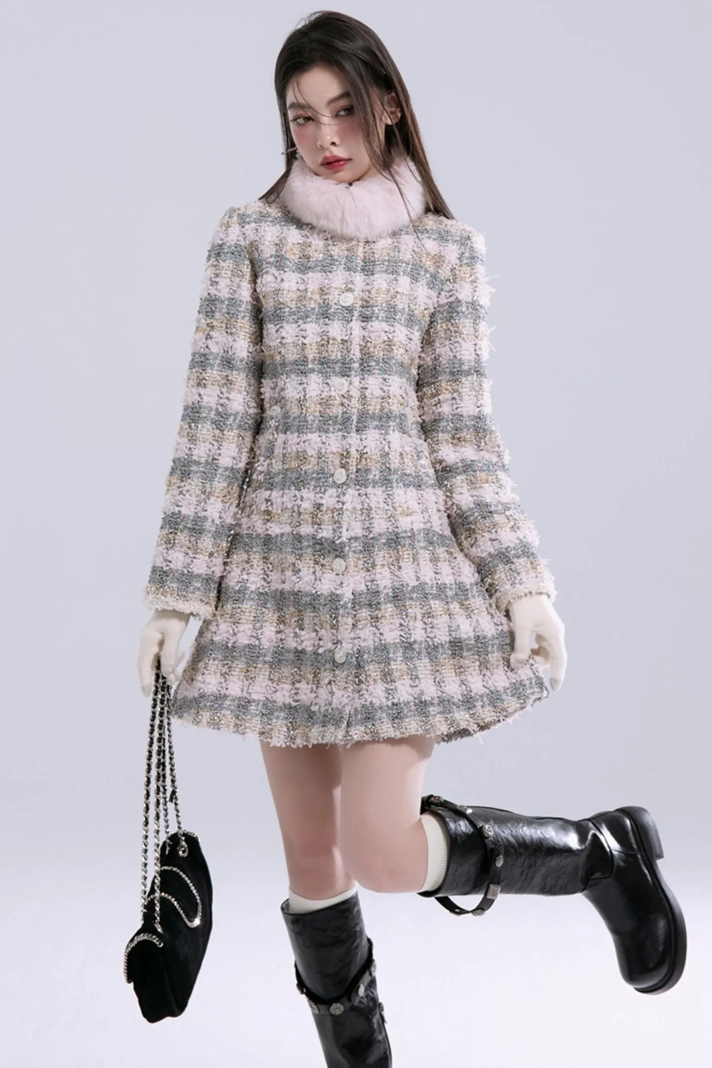 Fur Collar Coat Dress