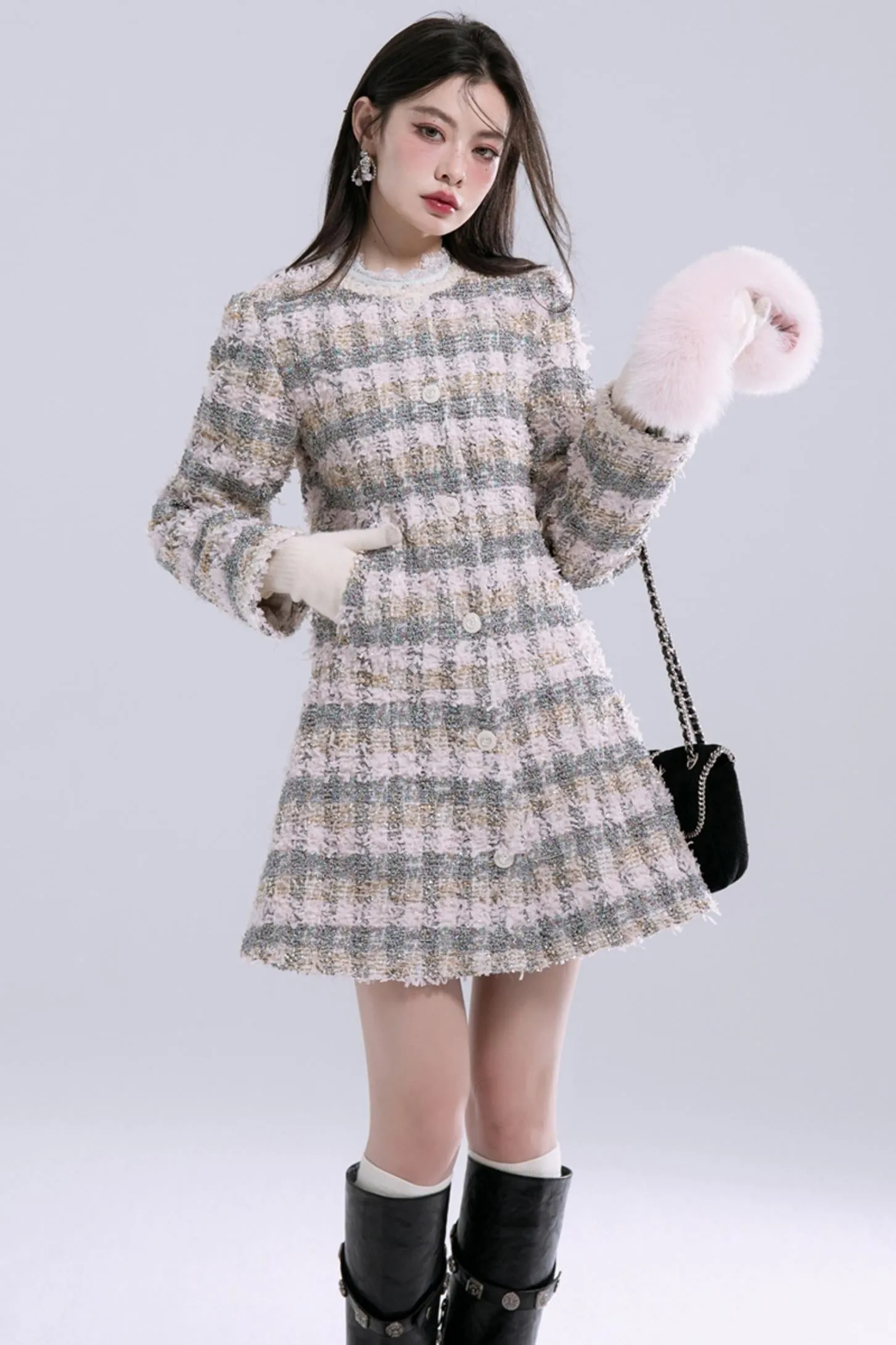 Fur Collar Coat Dress