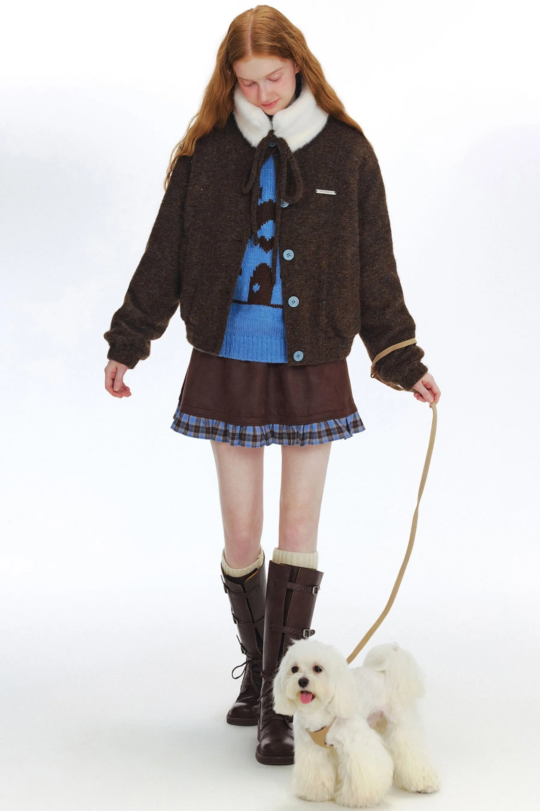 Fur Collar Jacket With Small Collar