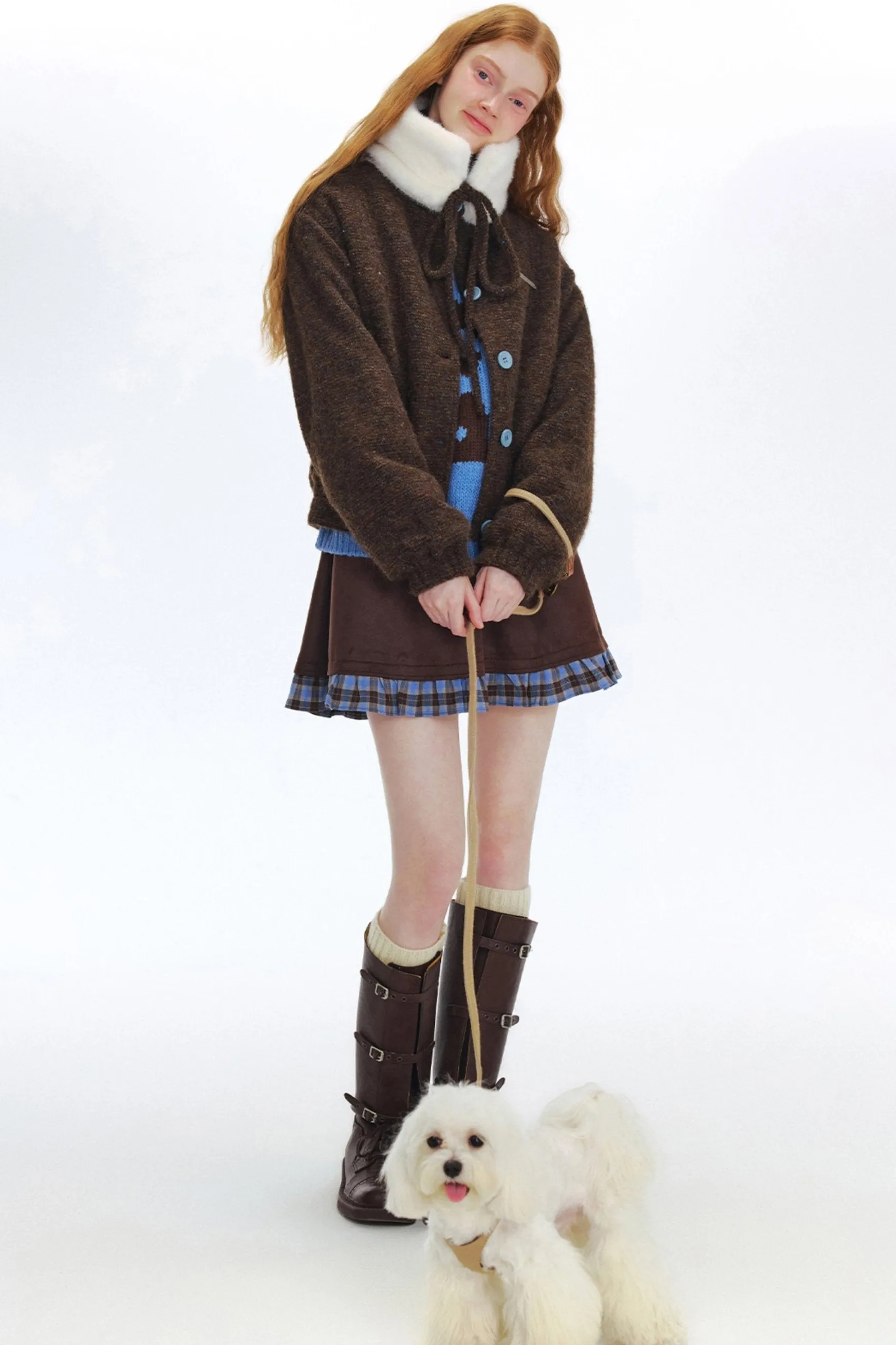 Fur Collar Jacket With Small Collar