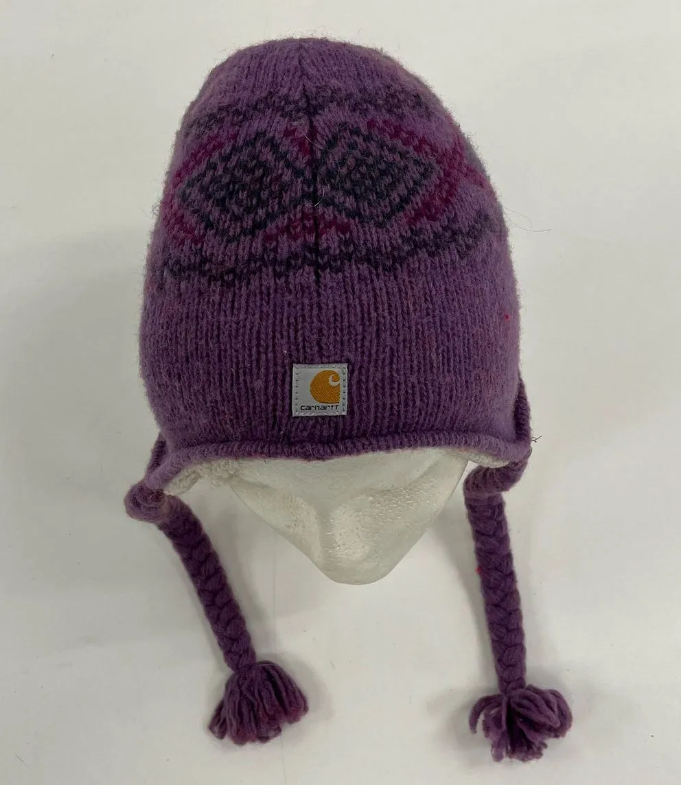 Girl's Kids Carhartt Purple Knit Fleece Lined Winter Hat - Size One