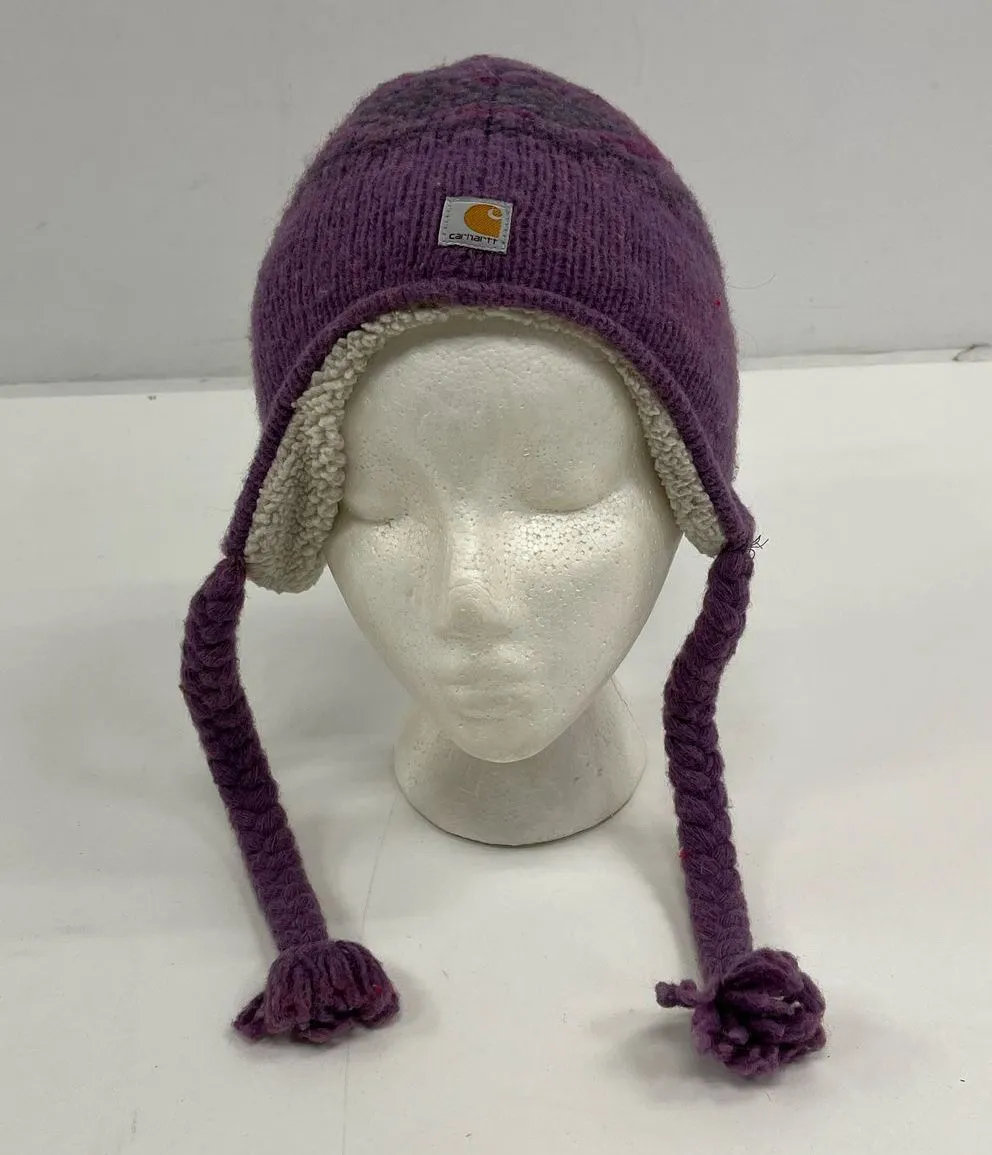 Girl's Kids Carhartt Purple Knit Fleece Lined Winter Hat - Size One