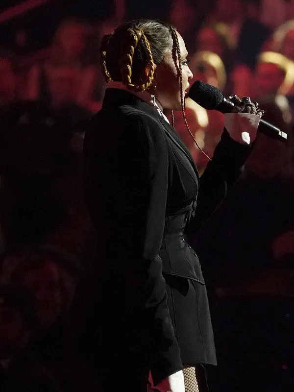 Grammys Awards 2023 Madonna Black Wool Blazer