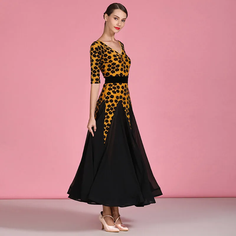 Half Sleeve Flared Long Dress