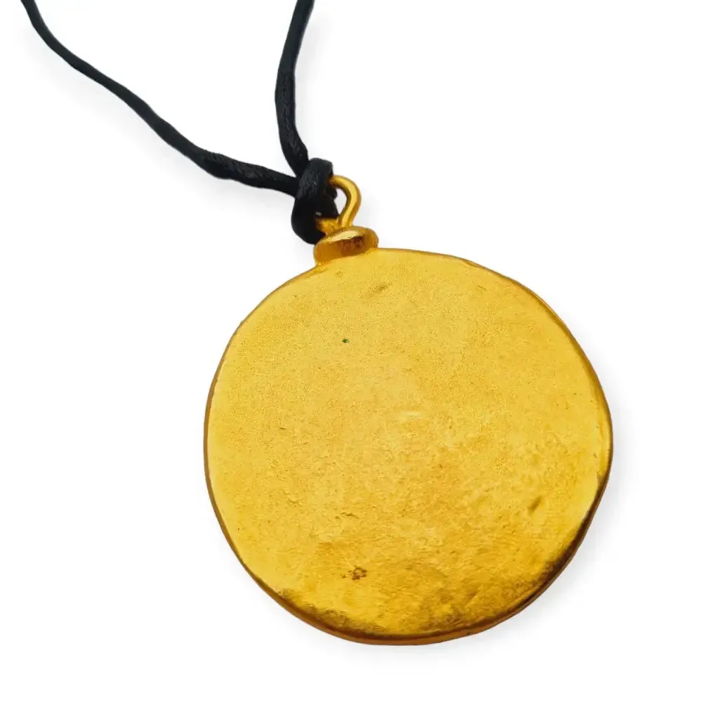 Isabel Marant matte gold circle necklace, French brutalist jewelry.