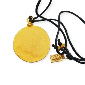 Isabel Marant matte gold circle necklace, French brutalist jewelry.