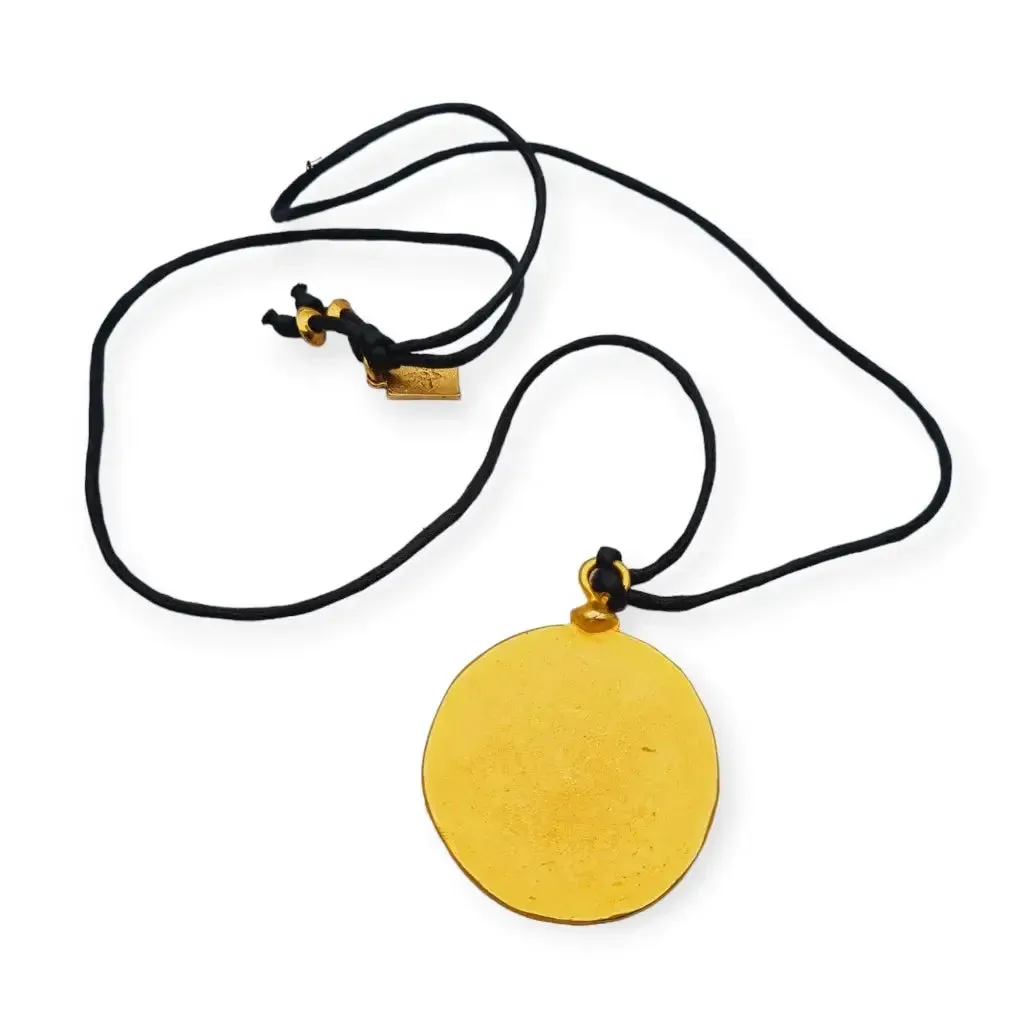 Isabel Marant matte gold circle necklace, French brutalist jewelry.