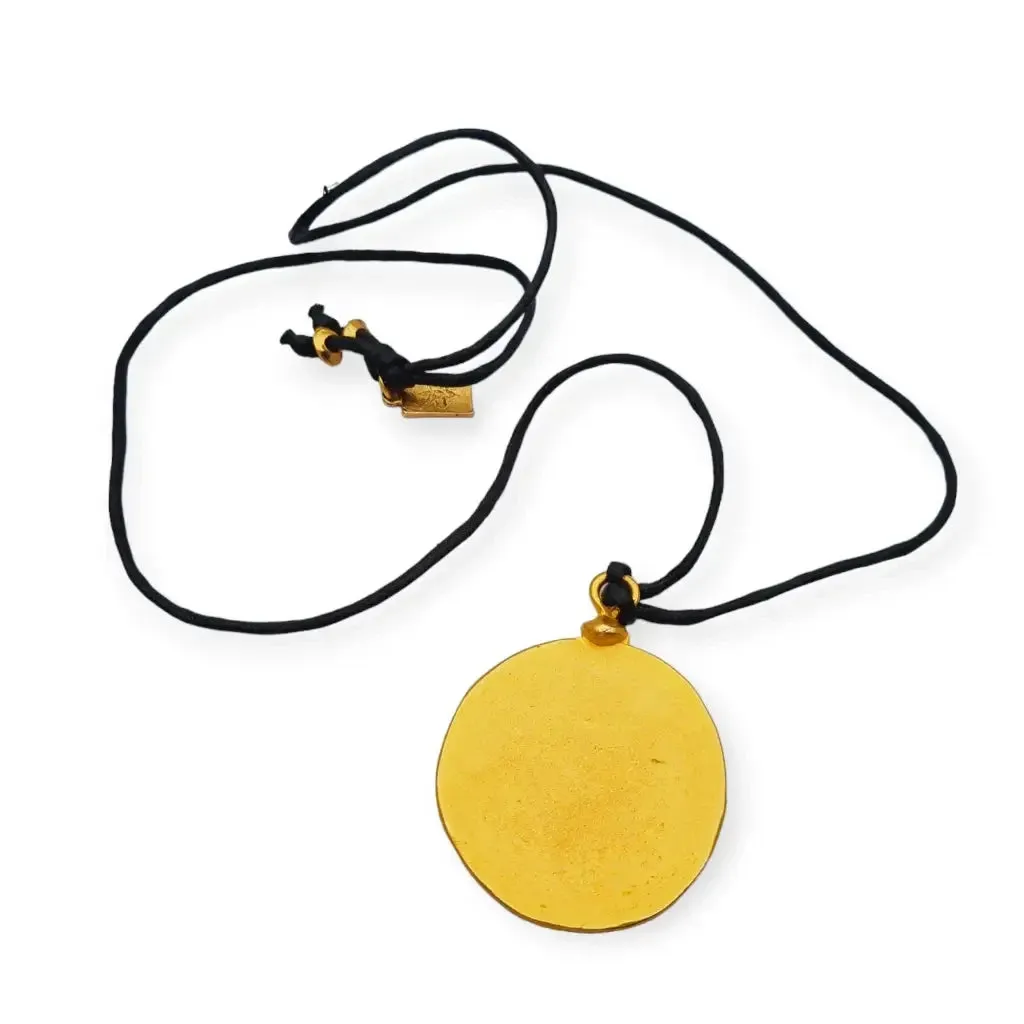 Isabel Marant matte gold circle necklace, French brutalist jewelry.